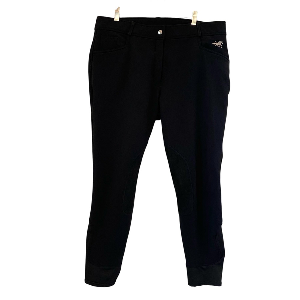 SmartPak Piper Black Knee Patch Riding Breeches Lined Pants 34R Equestrian‎